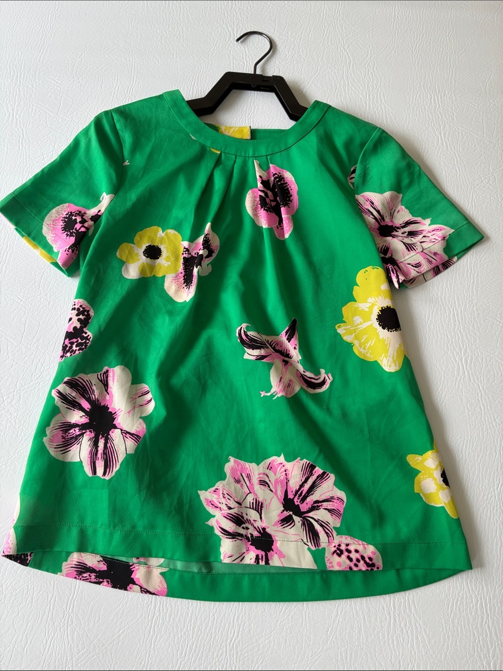 J. Crew women’s Green Floral Short-Sleeve Blouse
